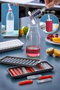 Hermia Tu-200Ccs Juego de Botellas de Vidrio 200 ml, Juego de 3 Piezas, Transparente y Negro